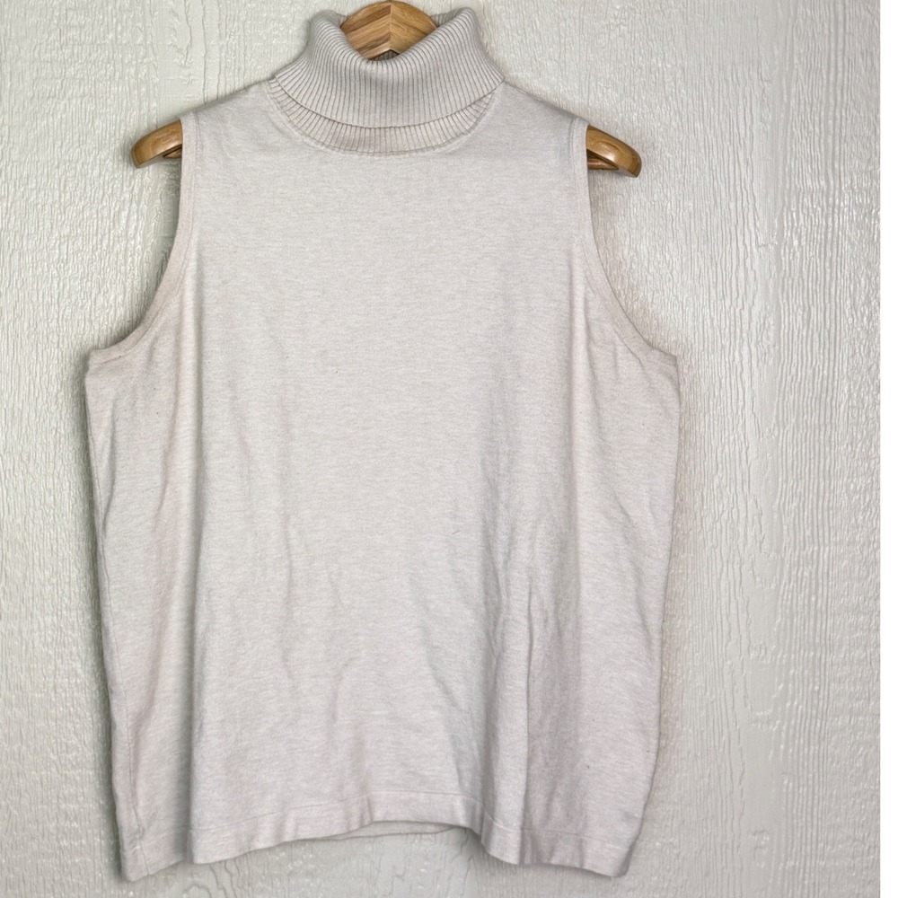 Prescott New York Womens 3X Beige Turtleneck Sweater Fits like XL Minimalist